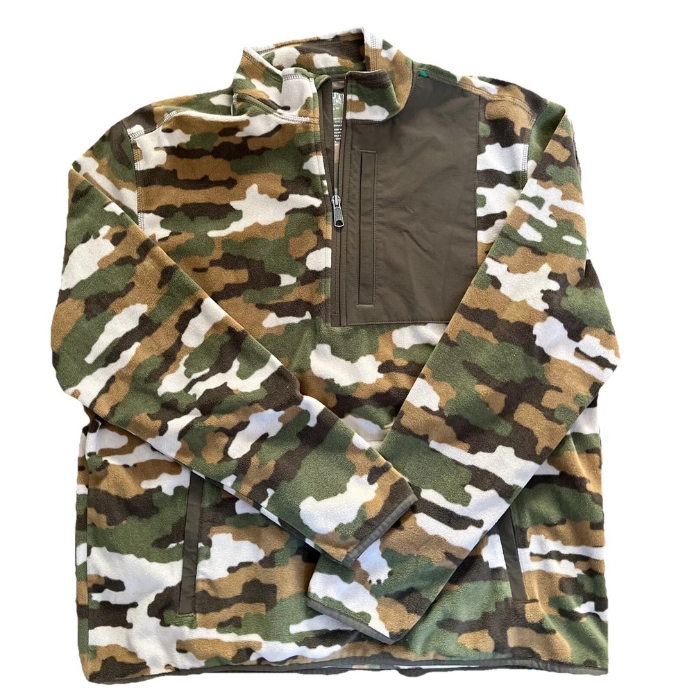 DULUTH TRADING Co Men Fleece Jacket Pullover 1/4 Zip Camouflage Green Size Large